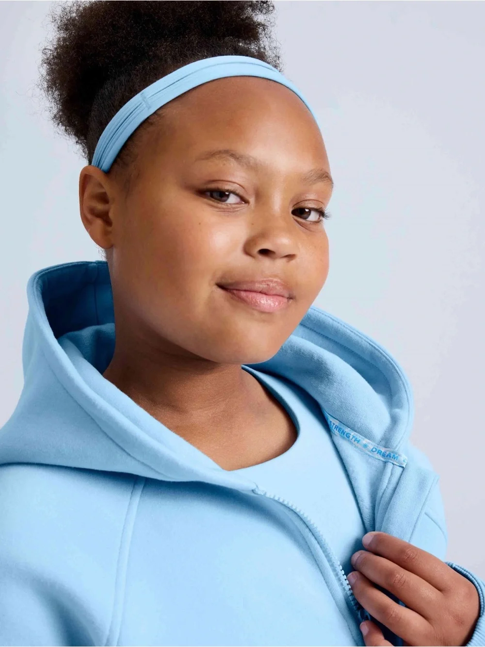 NWT Athleta Girl All Day Half Zip Mist Blue Hoodie Size XL/14 (#416369)